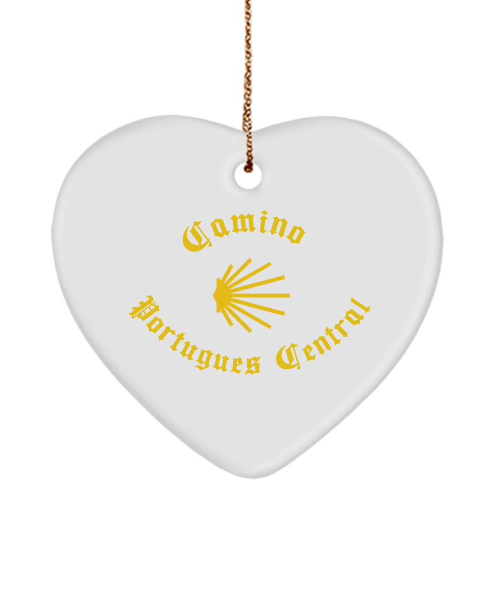 Camino de Santiago Christmas Ornament Seashell Portugues Central, Ceramic, 3" Star, Oval, or Heart