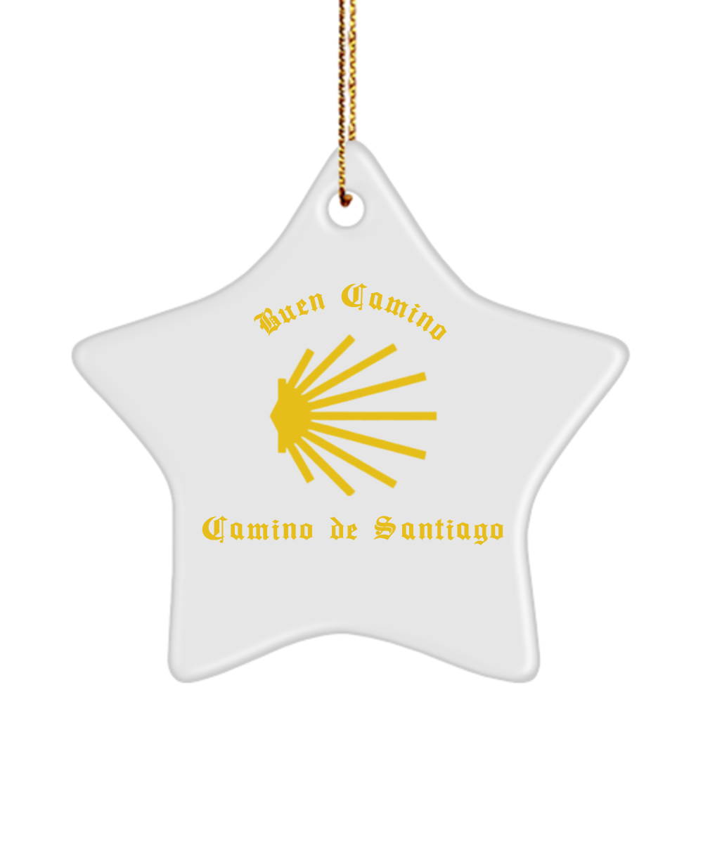 Camino de Santiago Buen Camino Christmas Ornament White Star