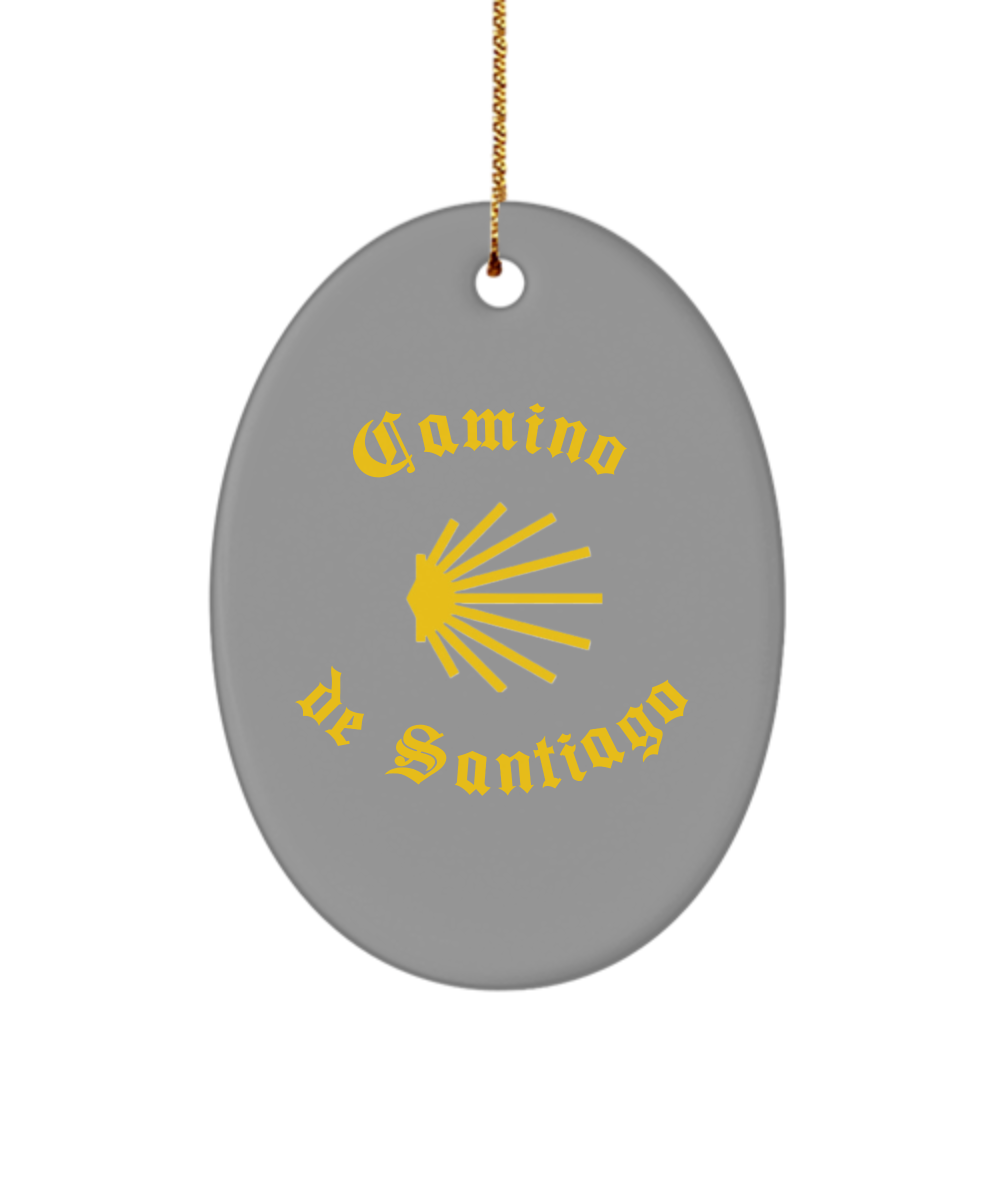 Camino de Santiago Christmas Ornament 3" Grey Oval