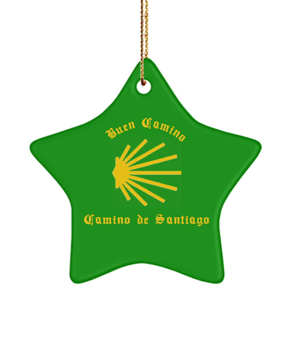 Camino de Santiago Buen Camino Christmas Ornament Green Star