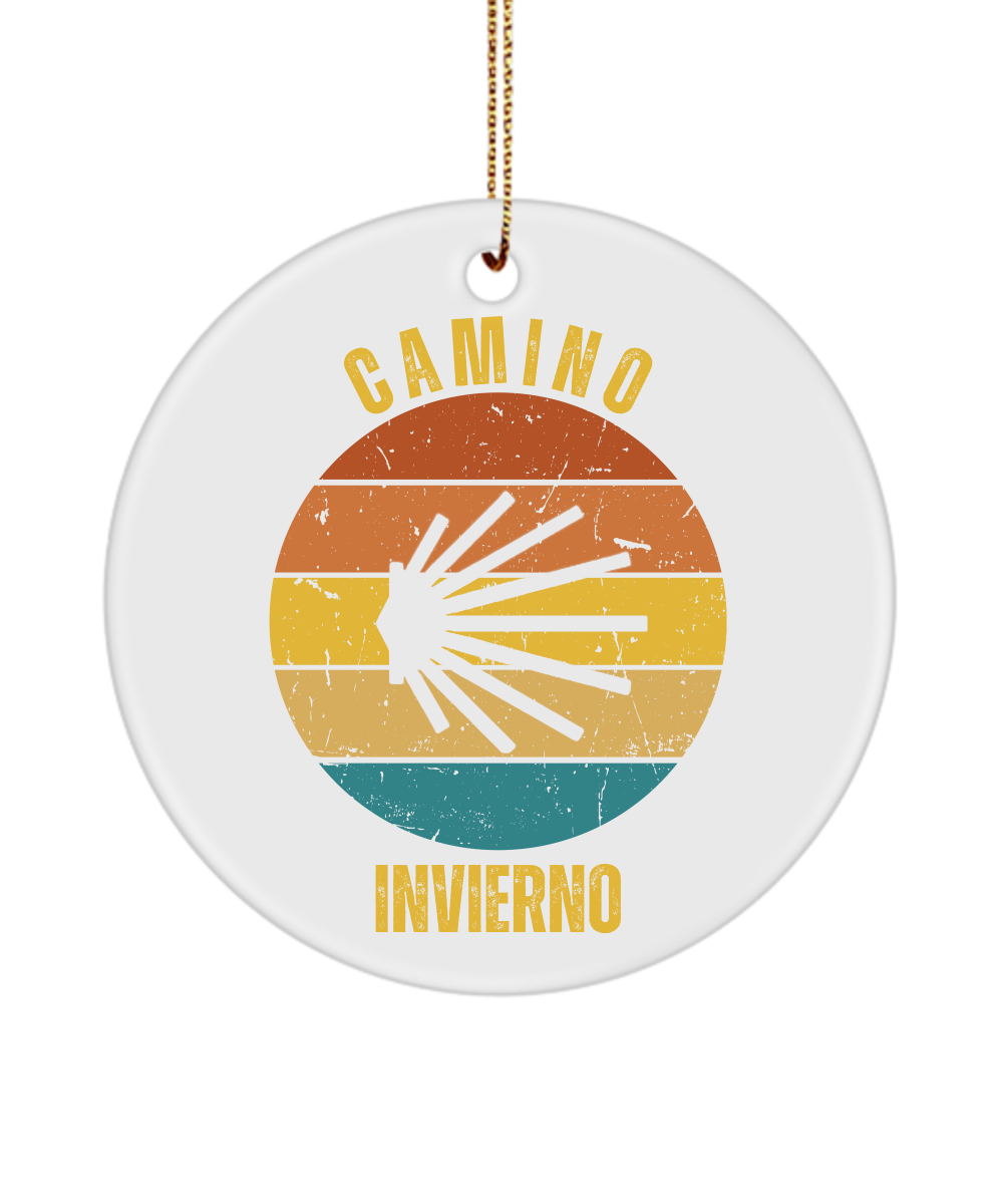 Camino de Santiago Christmas Ornament Invierno Seashell, 3" Round, Ceramic