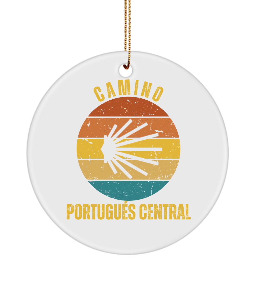 Camino de Santiago Christmas Ornament Portugues Central Seashell, 3" Round Ceramic