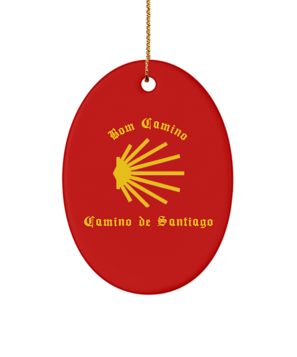 Camino de Santiago Bom Camino Christmas Ornament, Portugues Way, 3" Heart, Oval, or Star Ceramic Keepsake Heart, Star, or Oval