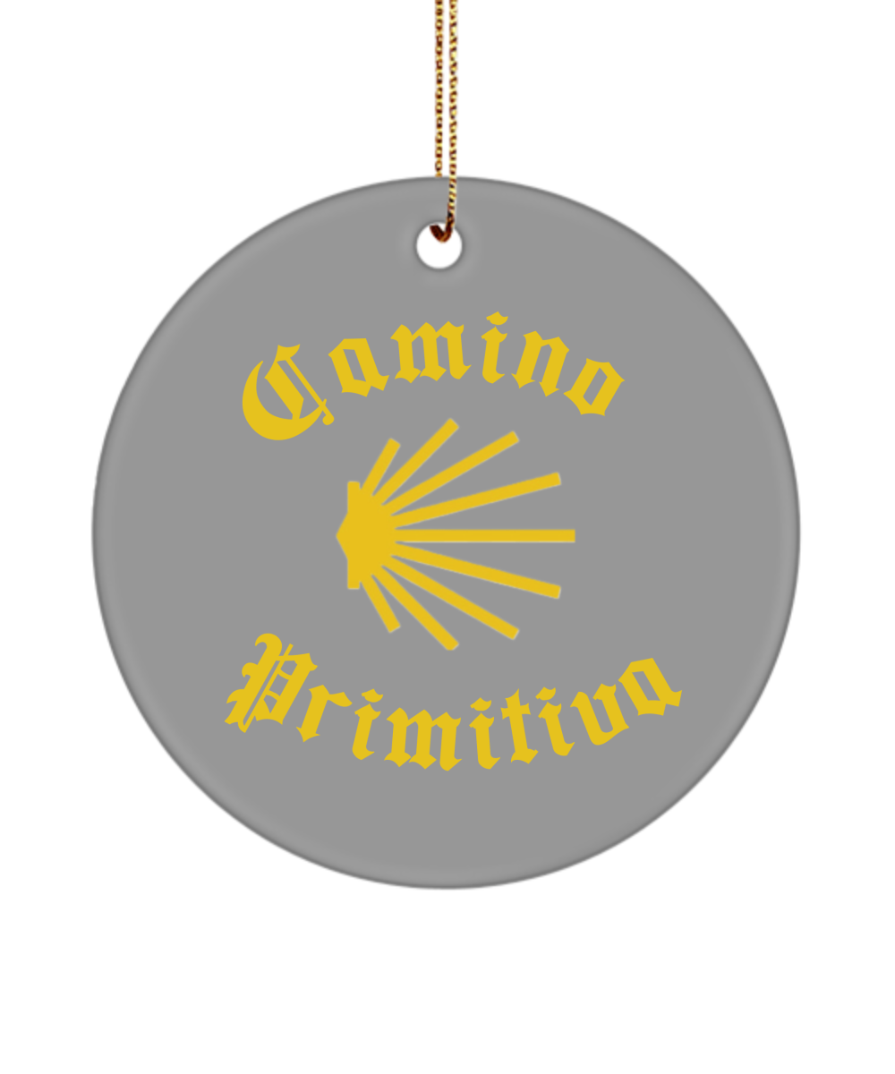 Camino de Santiago Christmas Ornament Seashell Primitiva 3" Round Ceramic