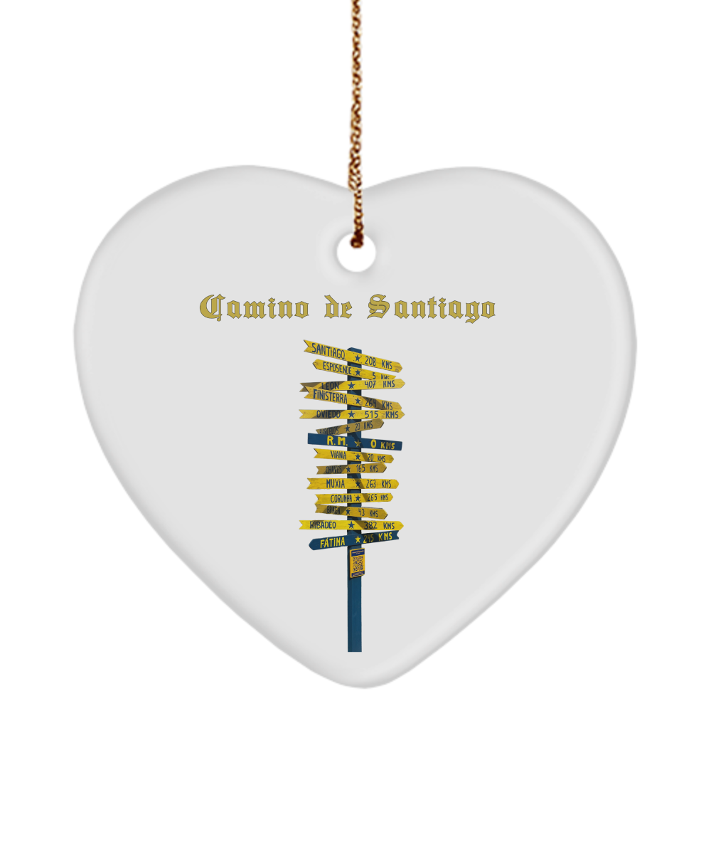 Camino de Santiago Christmas Ornament Sign Post 3" Circle  or Oval Ceramic Keepsake Signpost