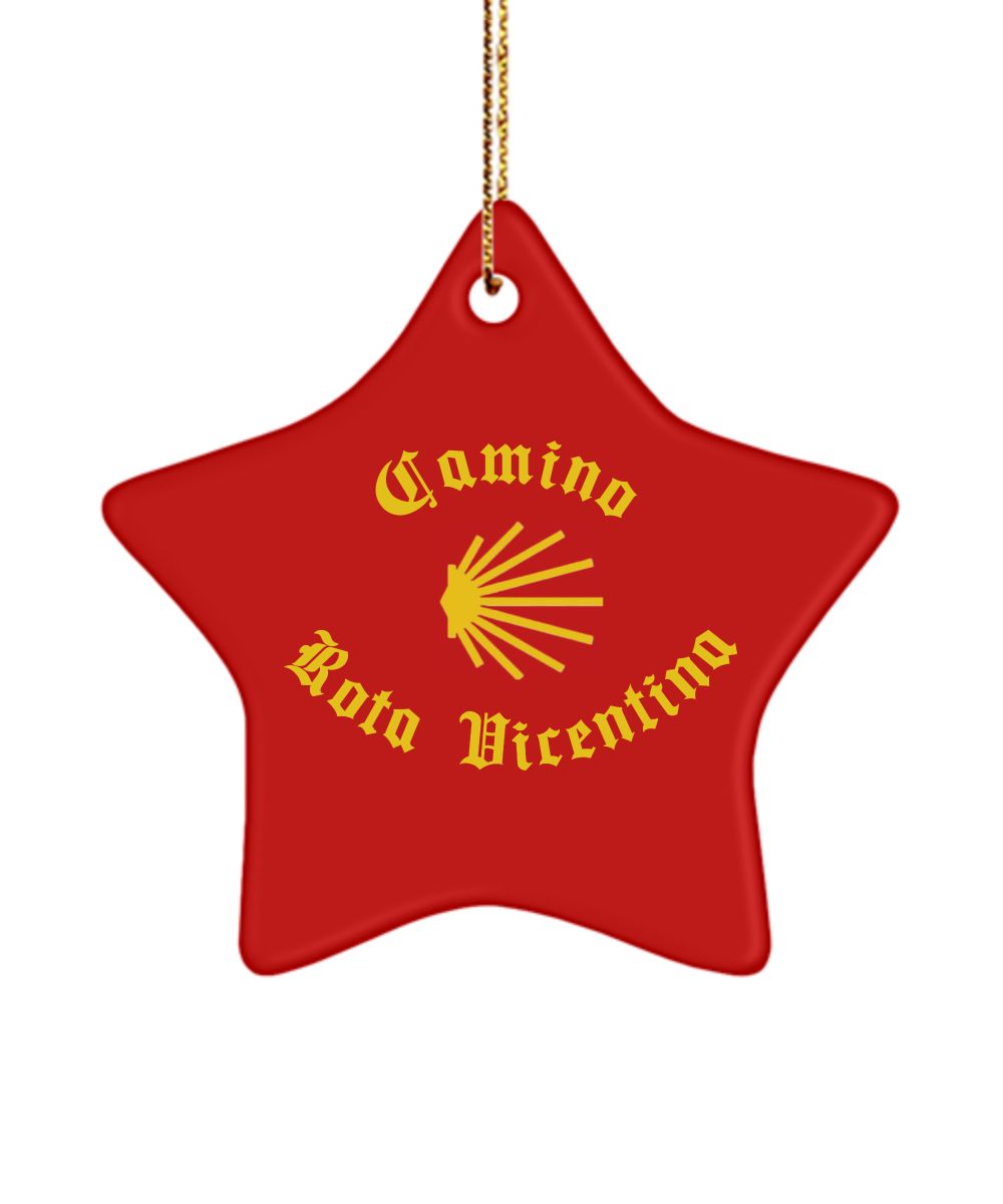 Camino de Santiago Christmas Ornament Seashell Rota Vicentina 3" Ceramic, Star, Heart, or Oval