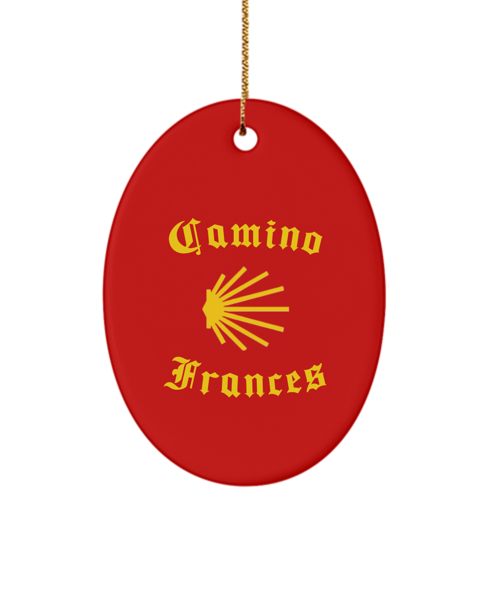 Camino de Santiago Christmas Ornament Seashell Frances 3" Ceramic Heart, Oval, or Star