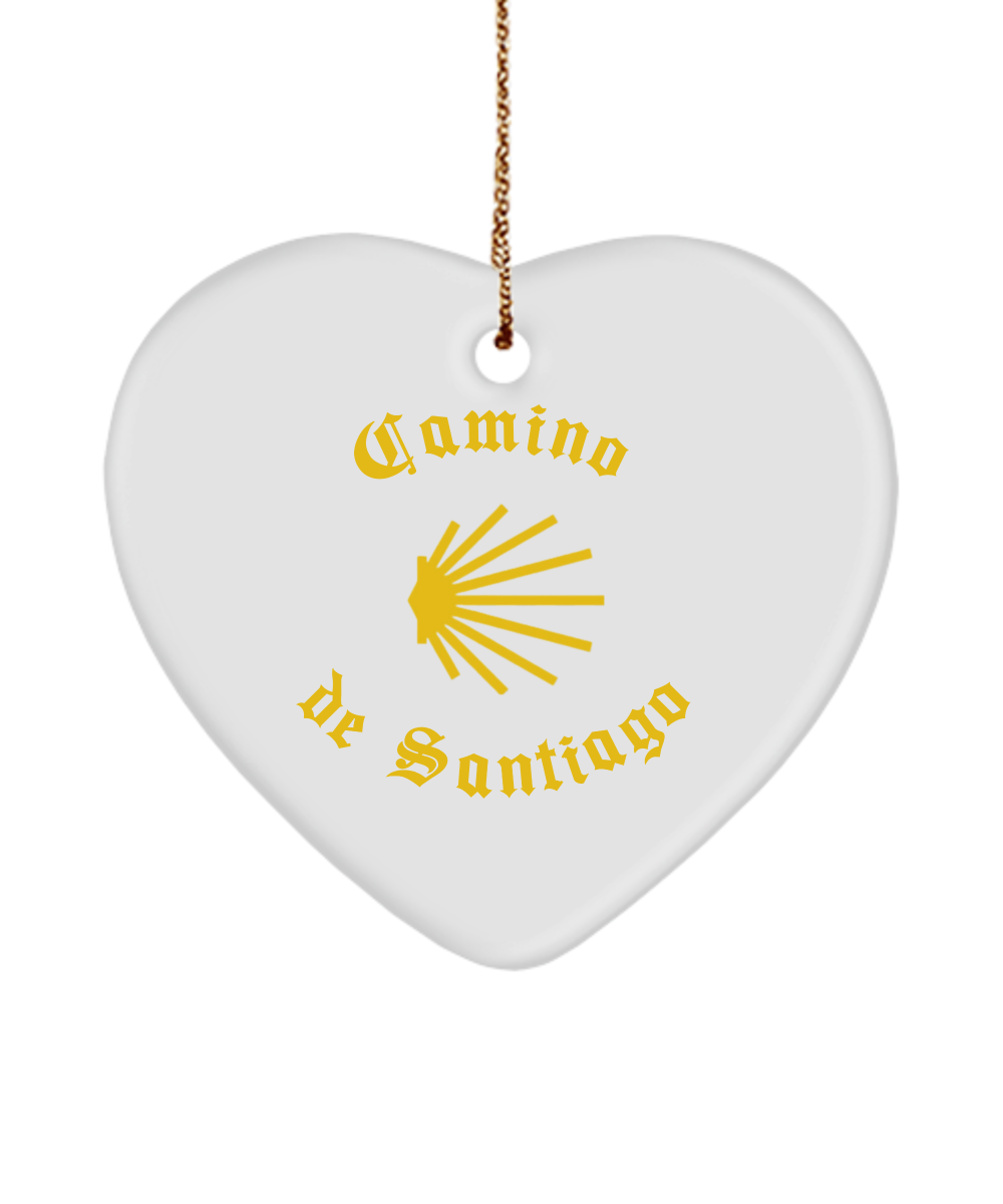 Camino de Santiago Christmas Ornament 3" White Heart