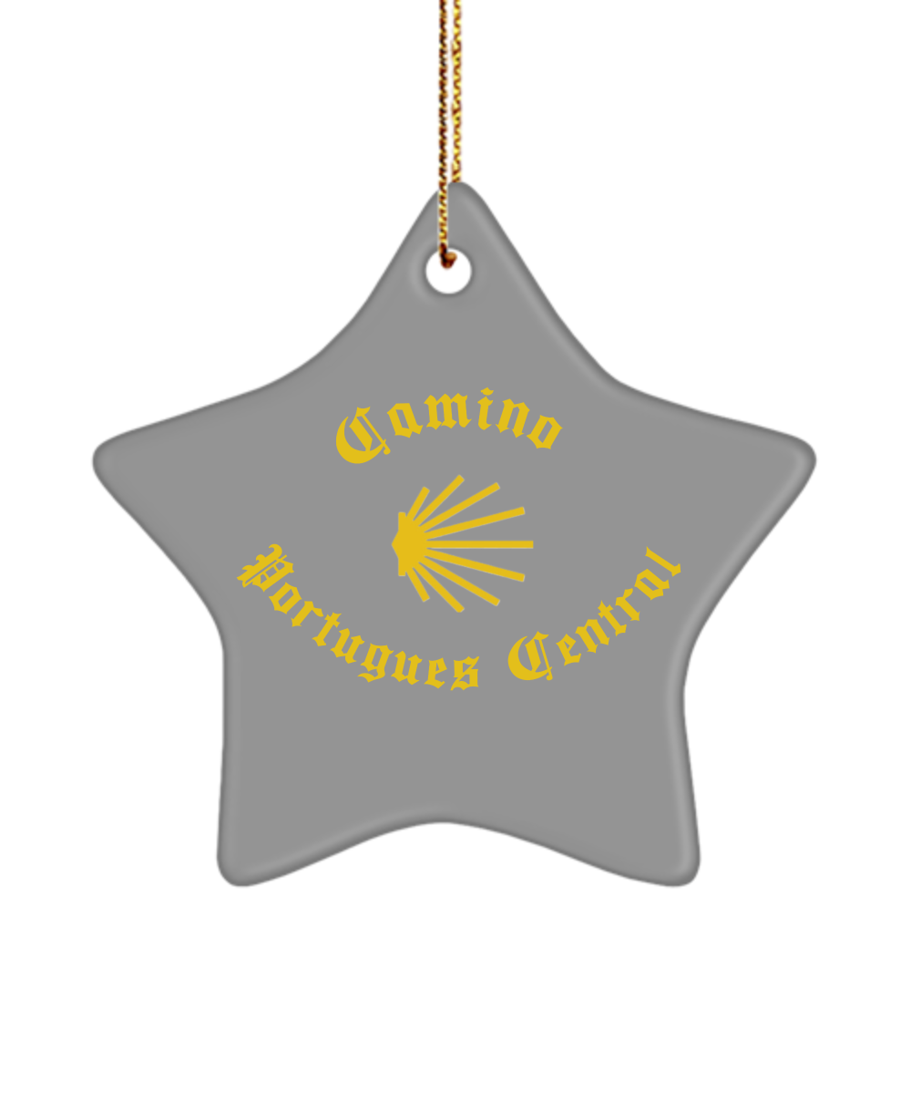 Camino de Santiago Christmas Ornament Seashell Portugues Central, Ceramic, 3" Star, Oval, or Heart