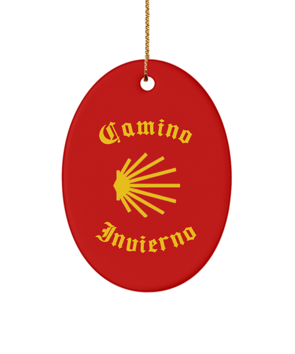 Camino de Santiago Christmas Ornament Seashell Invierno 3" Ceramic, Star, Oval, or Heart