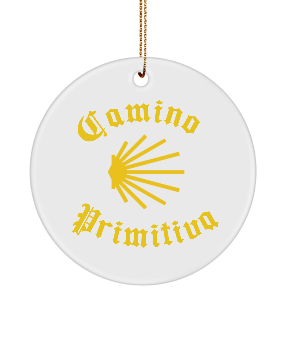 Camino de Santiago Christmas Ornament Seashell Primitiva 3" Round Ceramic