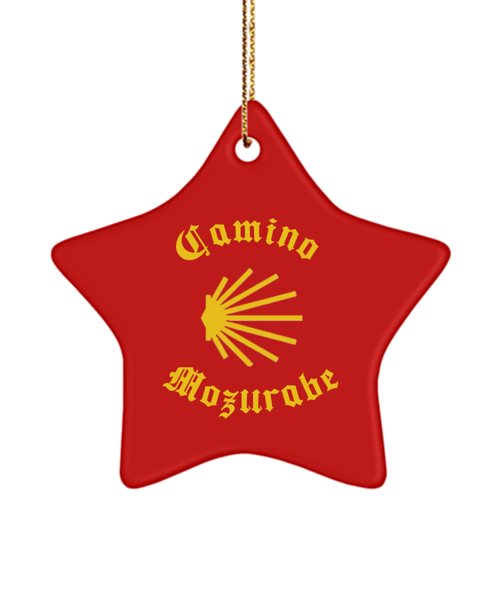 Camino de Santiago Christmas Ornament Seashell Mozarabe 3" Ceramic, Heart, Star, or Oval