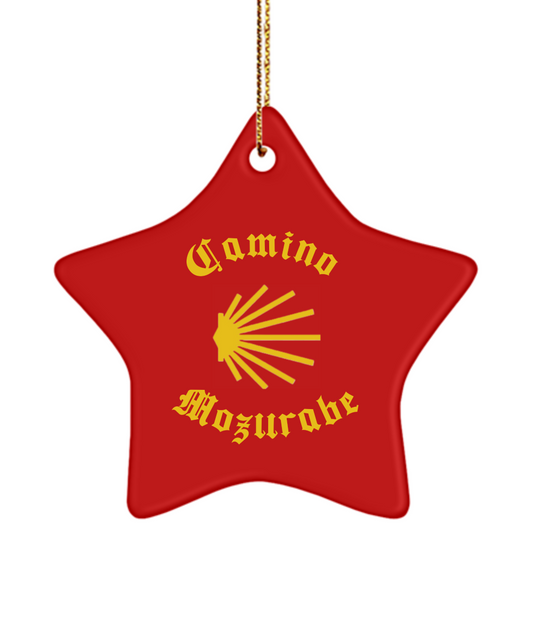 Camino de Santiago Christmas Ornament Seashell Mozarabe 3" Ceramic, Heart, Star, or Oval