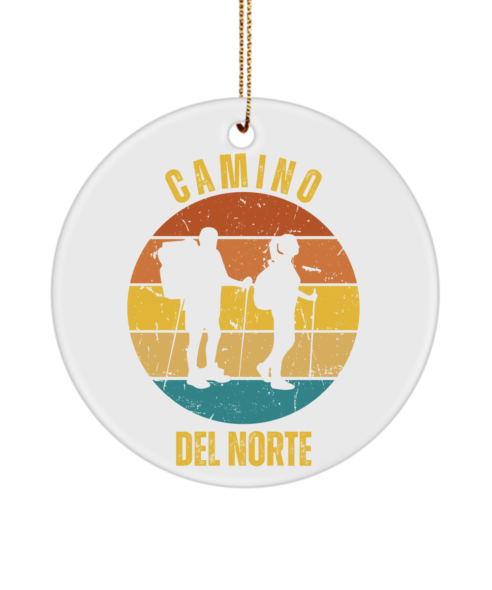 Camino del Norte Hikers Christmas Ornament, Camino de Santiago 3" Ceramic, Round