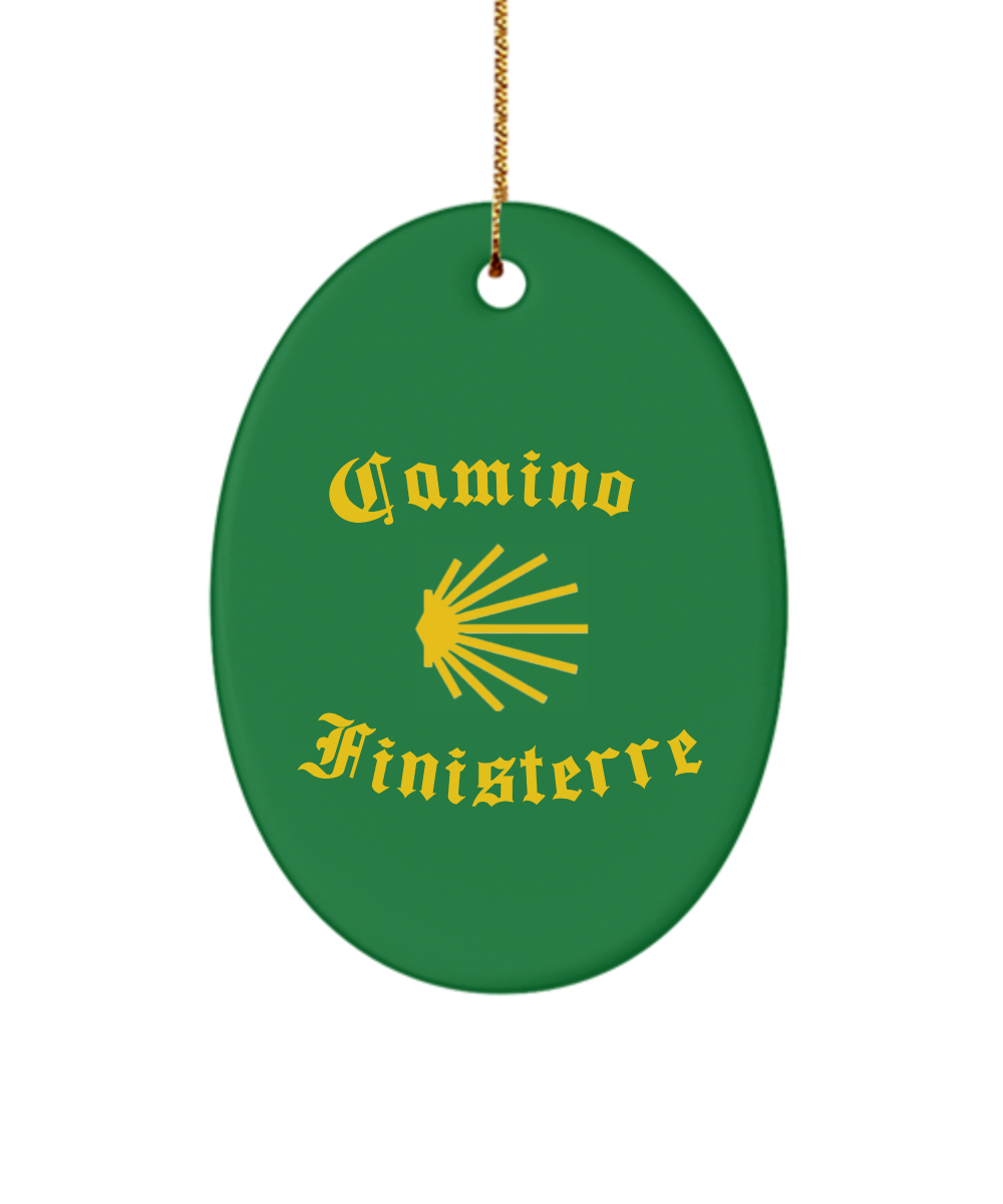 Camino de Santiago Christmas Ornament Seashell Finisterre 3" Ceramic Star, Heart, or Oval