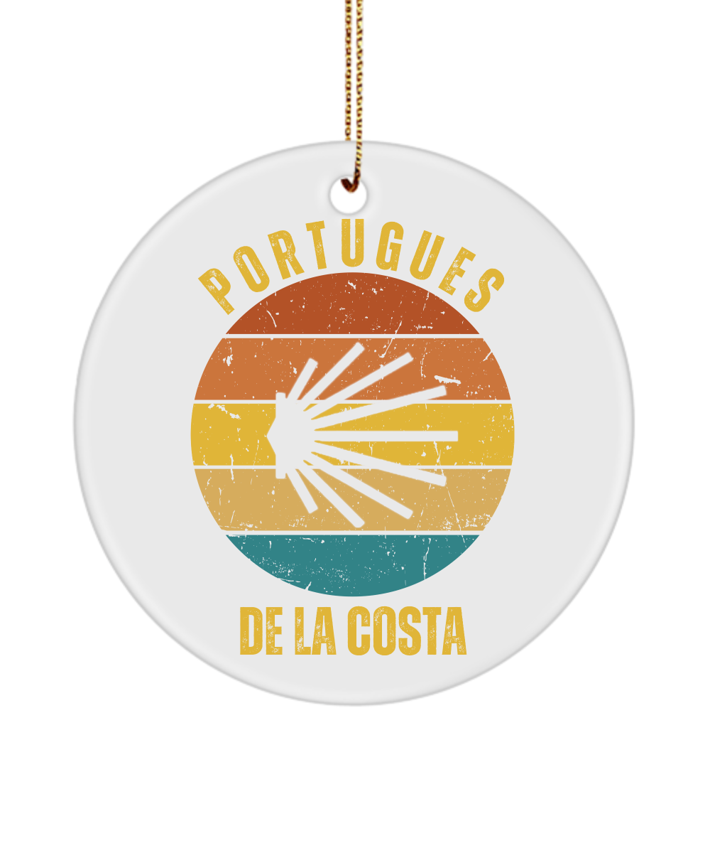 Camino de la Costa Christmas Ornament Seashell, Camino de Santiago, 3" Ceramic, Round