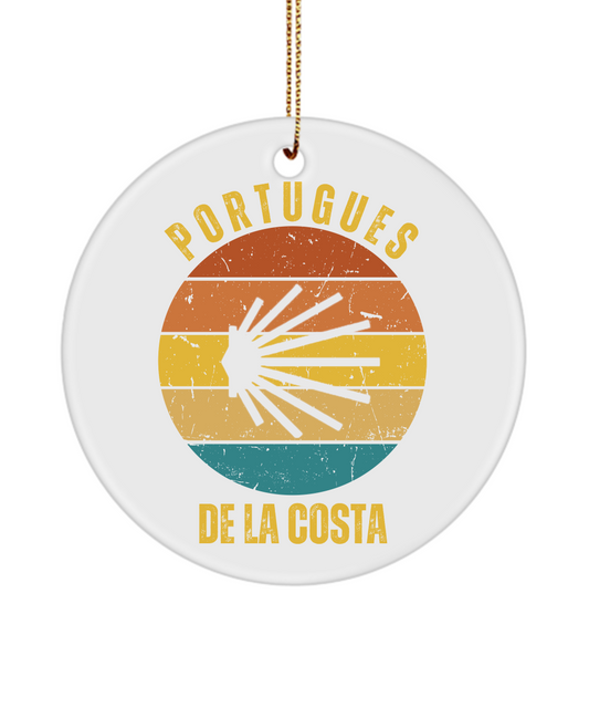 Camino de la Costa Christmas Ornament Seashell, Camino de Santiago, 3" Ceramic, Round