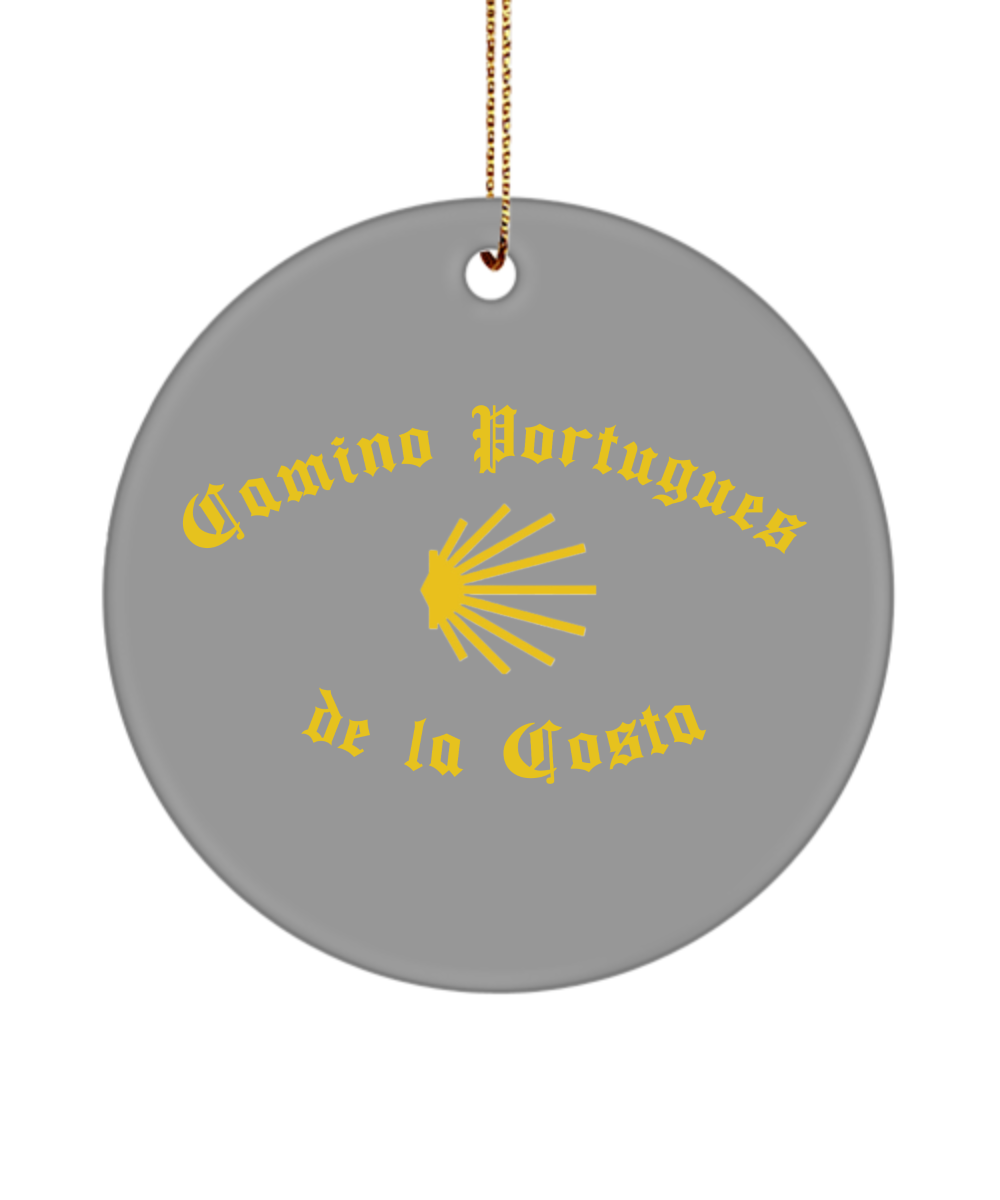 Camino de la Costa Seashell Christmas Ornament, Camino de Santiago 3" Round, Ceramic