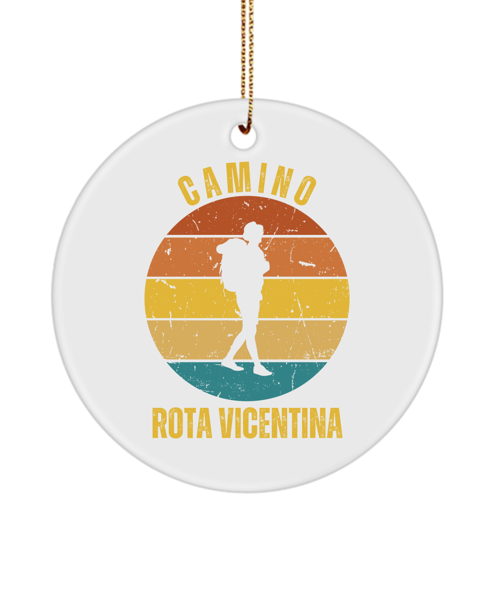 Camino de Santiago Christmas Ornament Solo Hiker Rota Vicentina, Ceramic, 3"Round