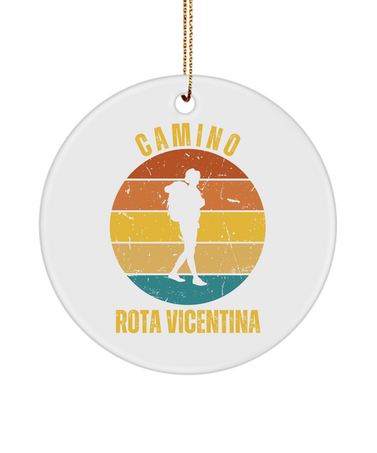 Camino de Santiago Christmas Ornament Solo Hiker Rota Vicentina, Ceramic, 3"Round