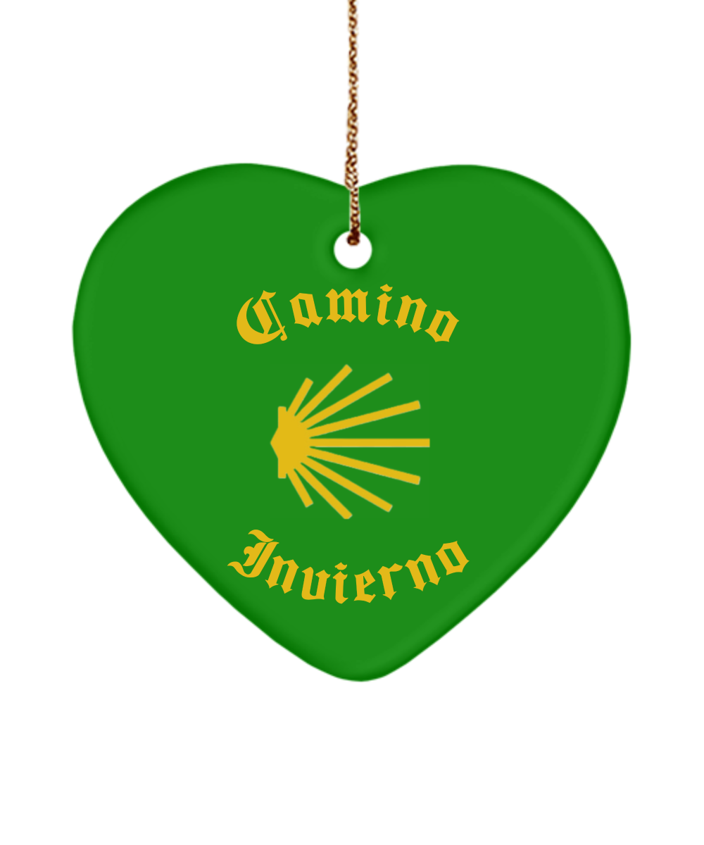 Camino de Santiago Christmas Ornament Seashell Invierno 3" Ceramic, Star, Oval, or Heart