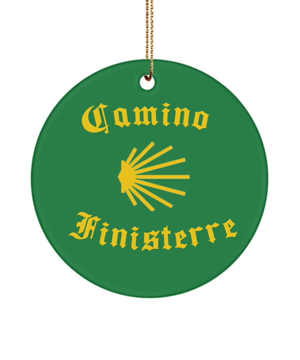 Camino de Santiago Christmas Ornament Seashell Finisterre, 3" Round Ceramic