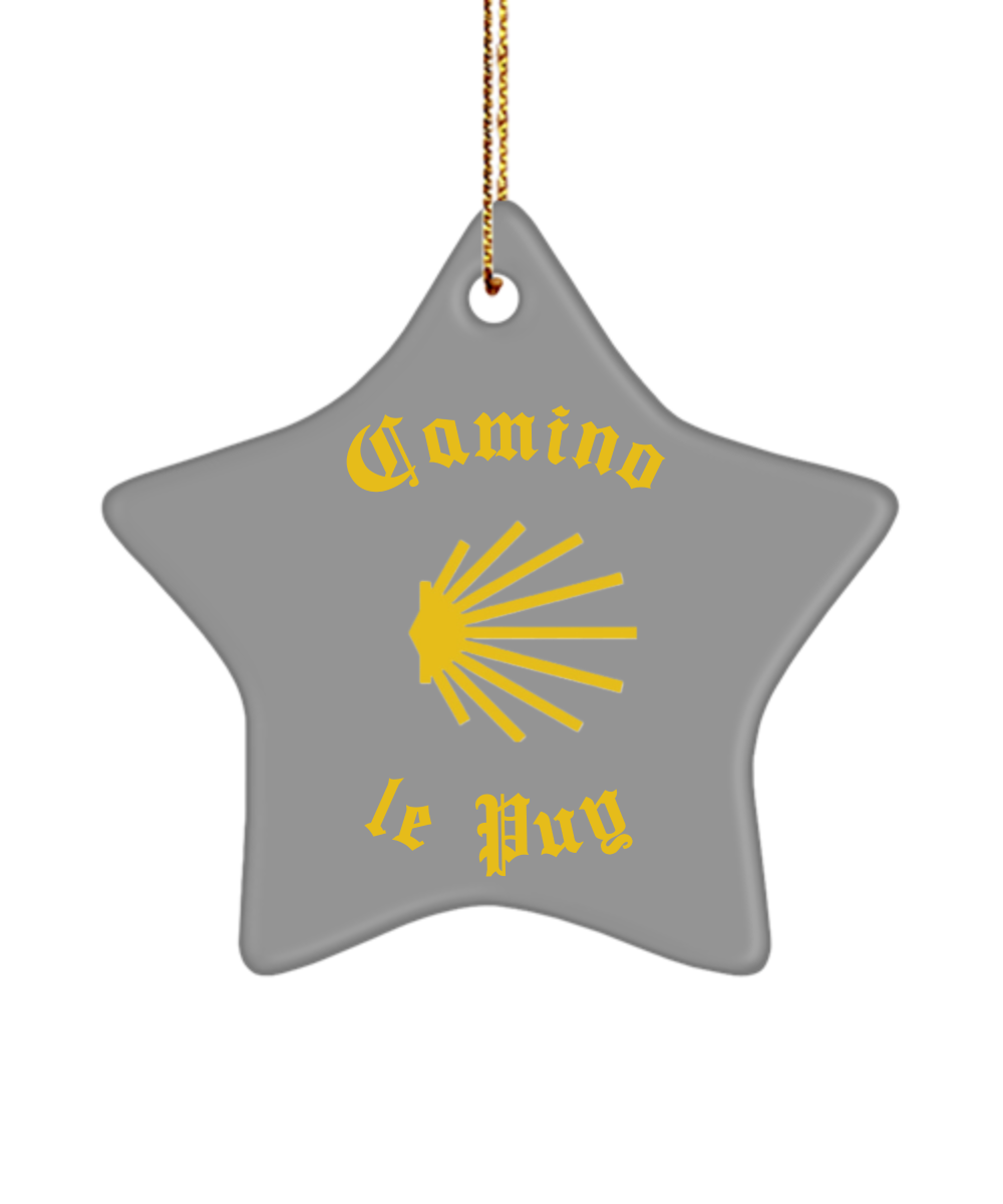 Camino de Santiago Christmas Ornament Seashell le Puy 3" Ceramic, Heart, Star, or Oval