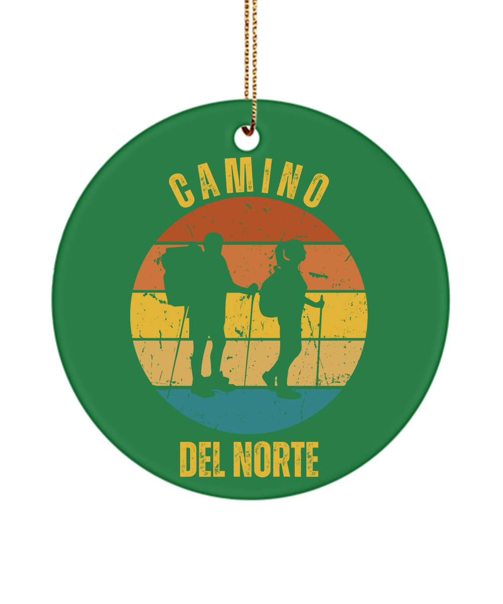 Camino del Norte Hikers Christmas Ornament, Camino de Santiago 3" Ceramic, Round