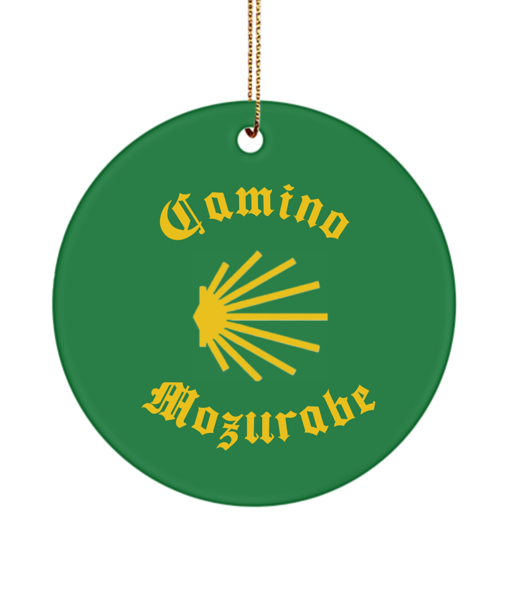 Camino de Santiago Christmas Ornament Seashell Mozarabe, 3" Round, Ceramic