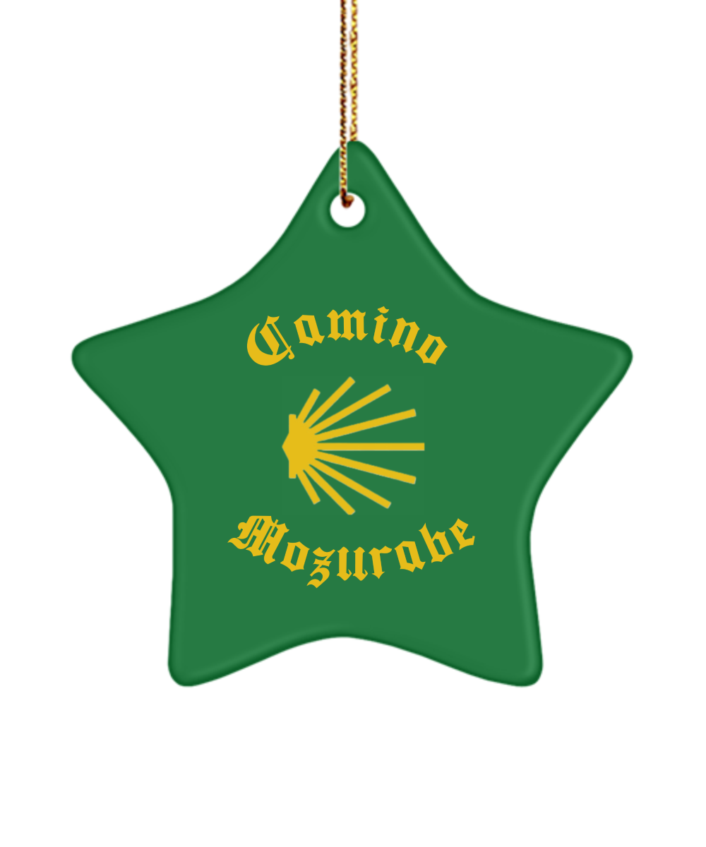 Camino de Santiago Christmas Ornament Seashell Mozarabe 3" Ceramic, Heart, Star, or Oval