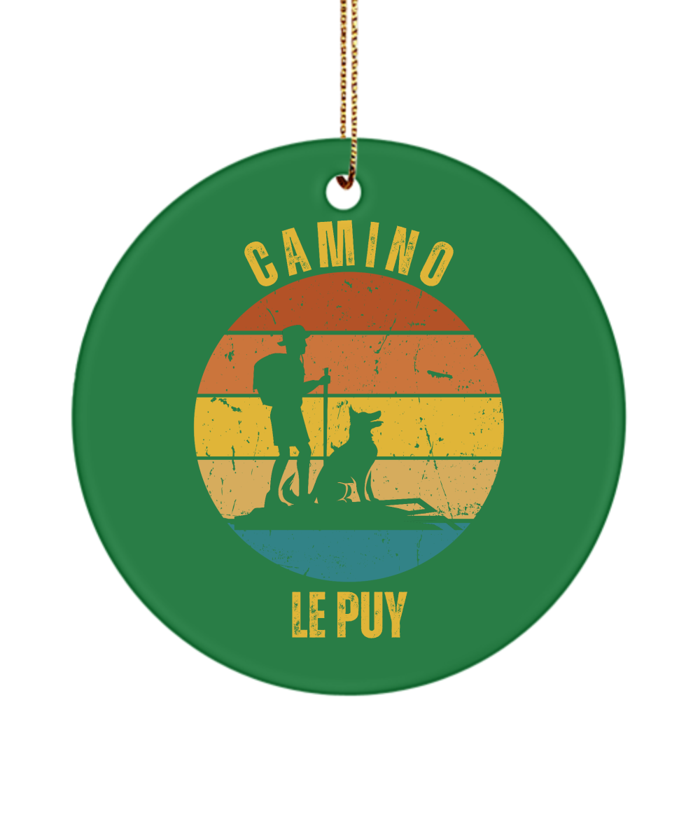 Camino de Santiago Christmas Ornament Hiker Dog le Puy