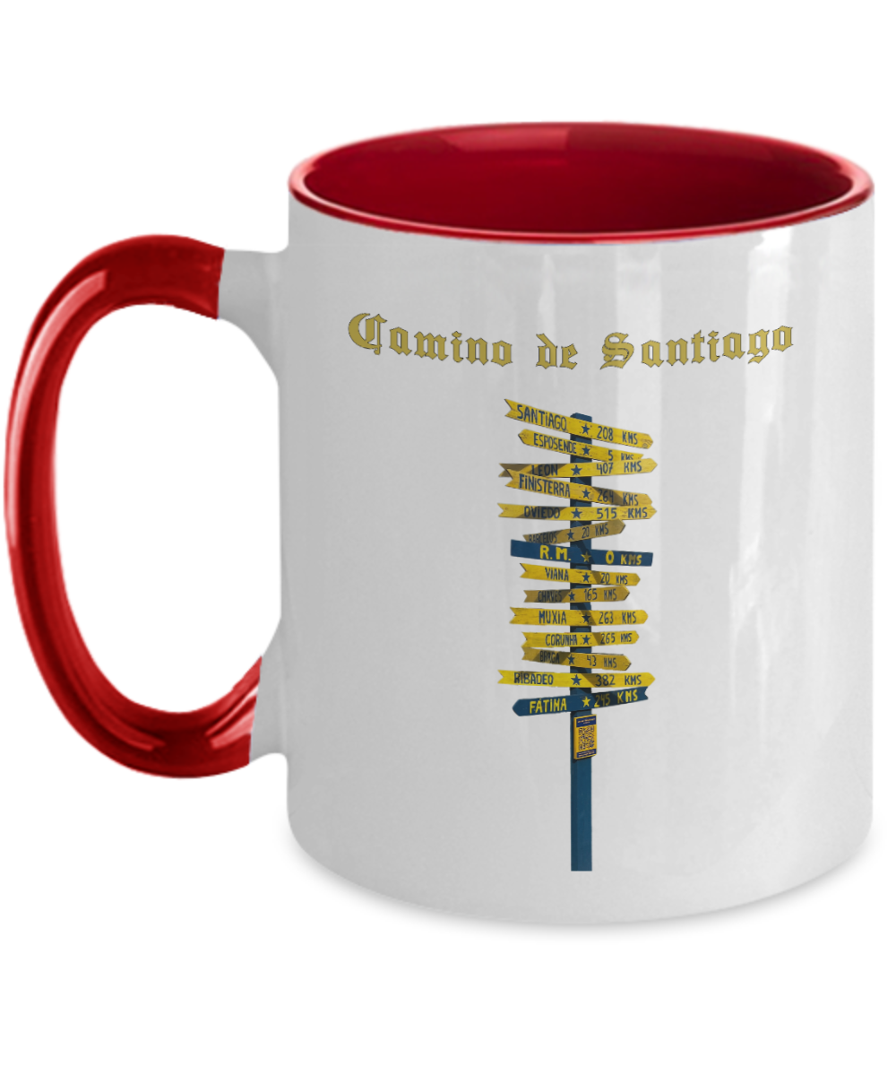 Camino de Santiago Signpost Mug Red and White