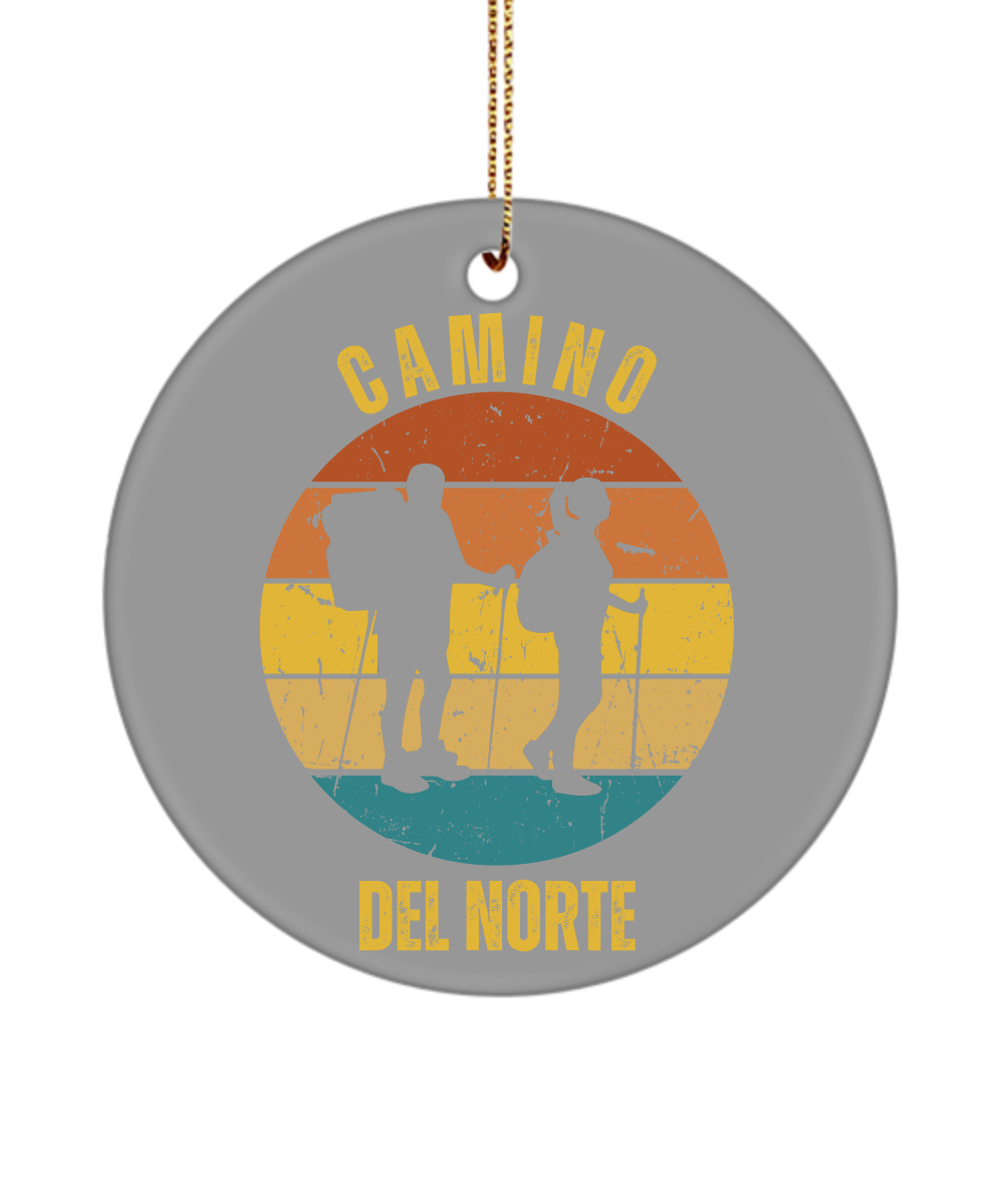 Camino del Norte Hikers Christmas Ornament, Camino de Santiago 3" Ceramic, Round