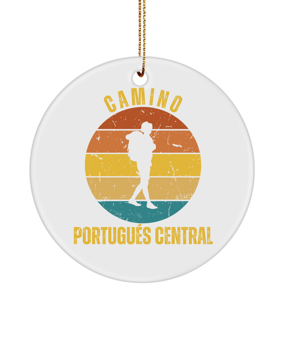 Camino de Santiago Christmas Ornament Solo Hiker Portugues Central, 3" Round, Ceramic