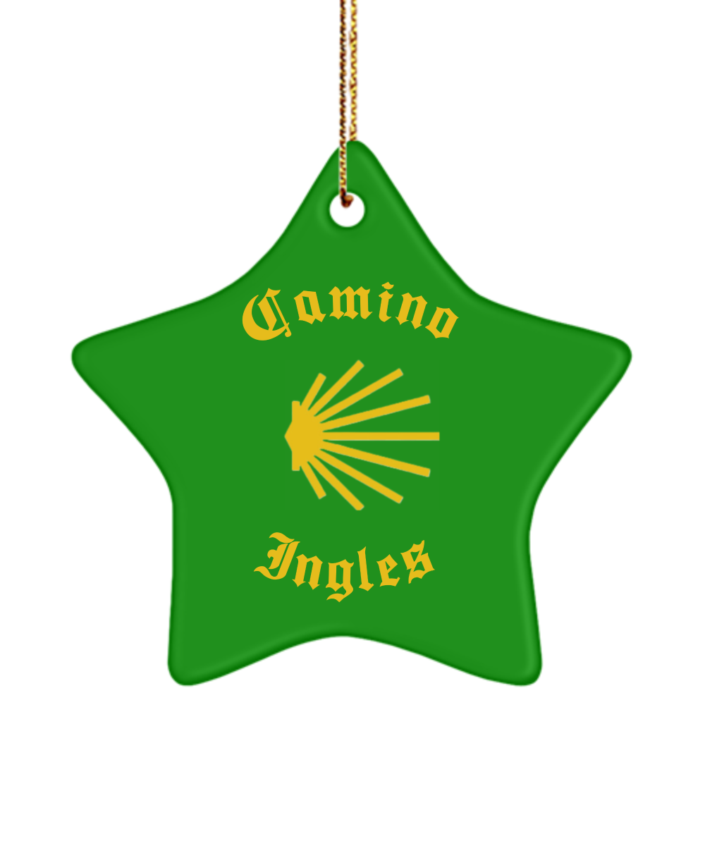 Camino de Santiago Ingles Star Christmas Ornament Green