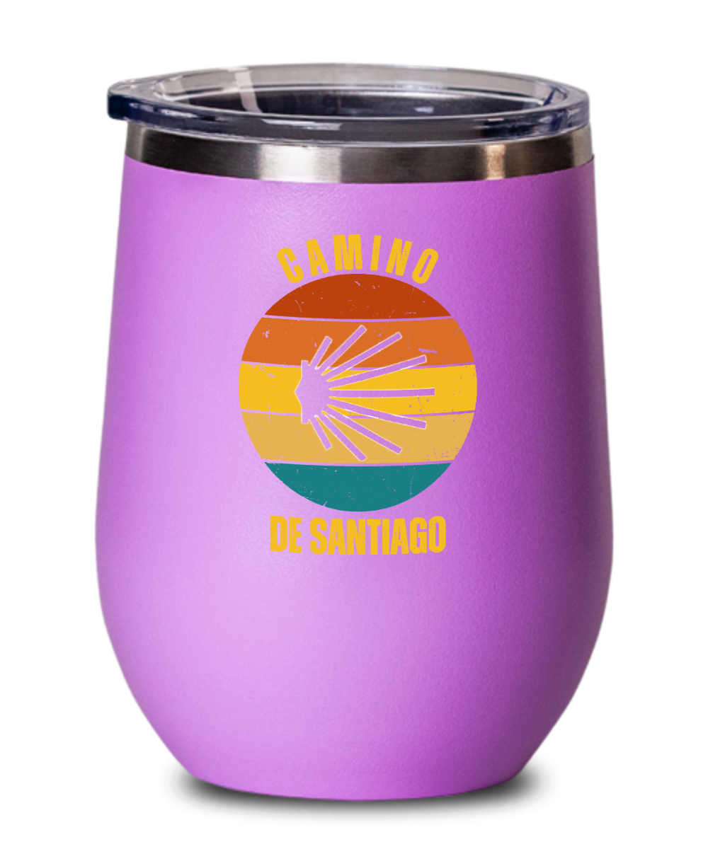 Camino de Santiago seashell wine tumbler