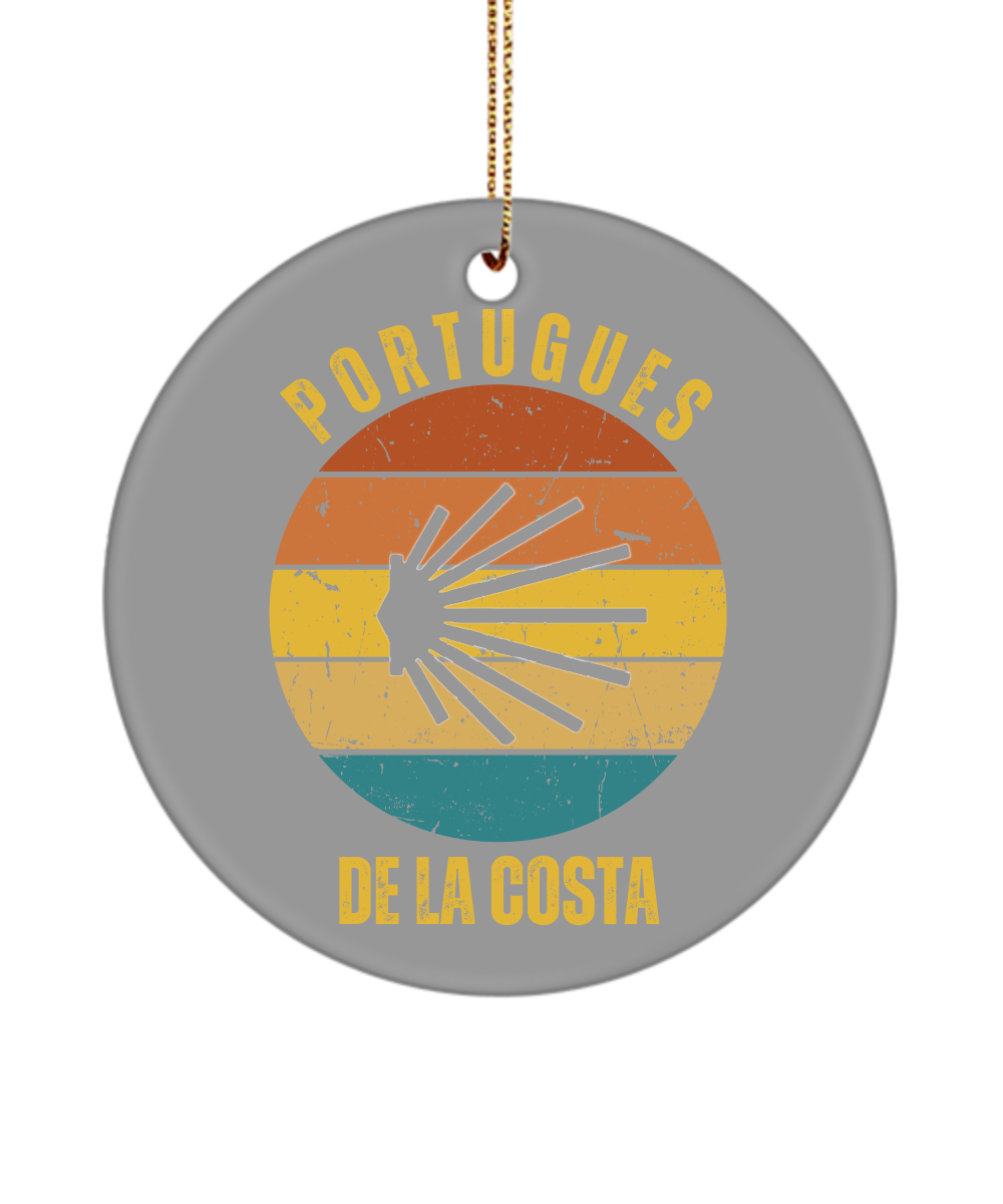 Camino de la Costa Christmas Ornament Seashell, Camino de Santiago, 3" Ceramic, Round