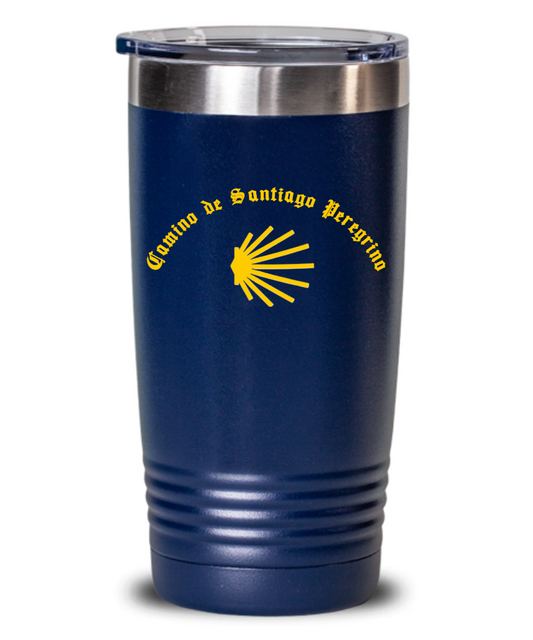 Camino de Santiago Gift, Peregrino Tumbler with seashell 20 or 30 oz.