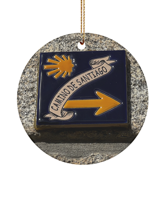 Camino de Santiago Christmas Ornament with Tile Image - Picture only, not real tile, 3" Round, Ceramic