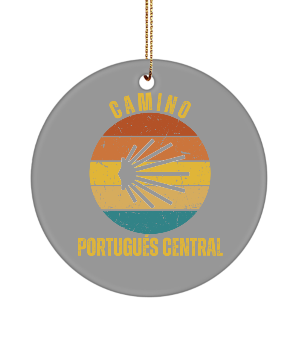 Camino de Santiago Christmas Ornament Portugues Central Seashell, 3" Round Ceramic