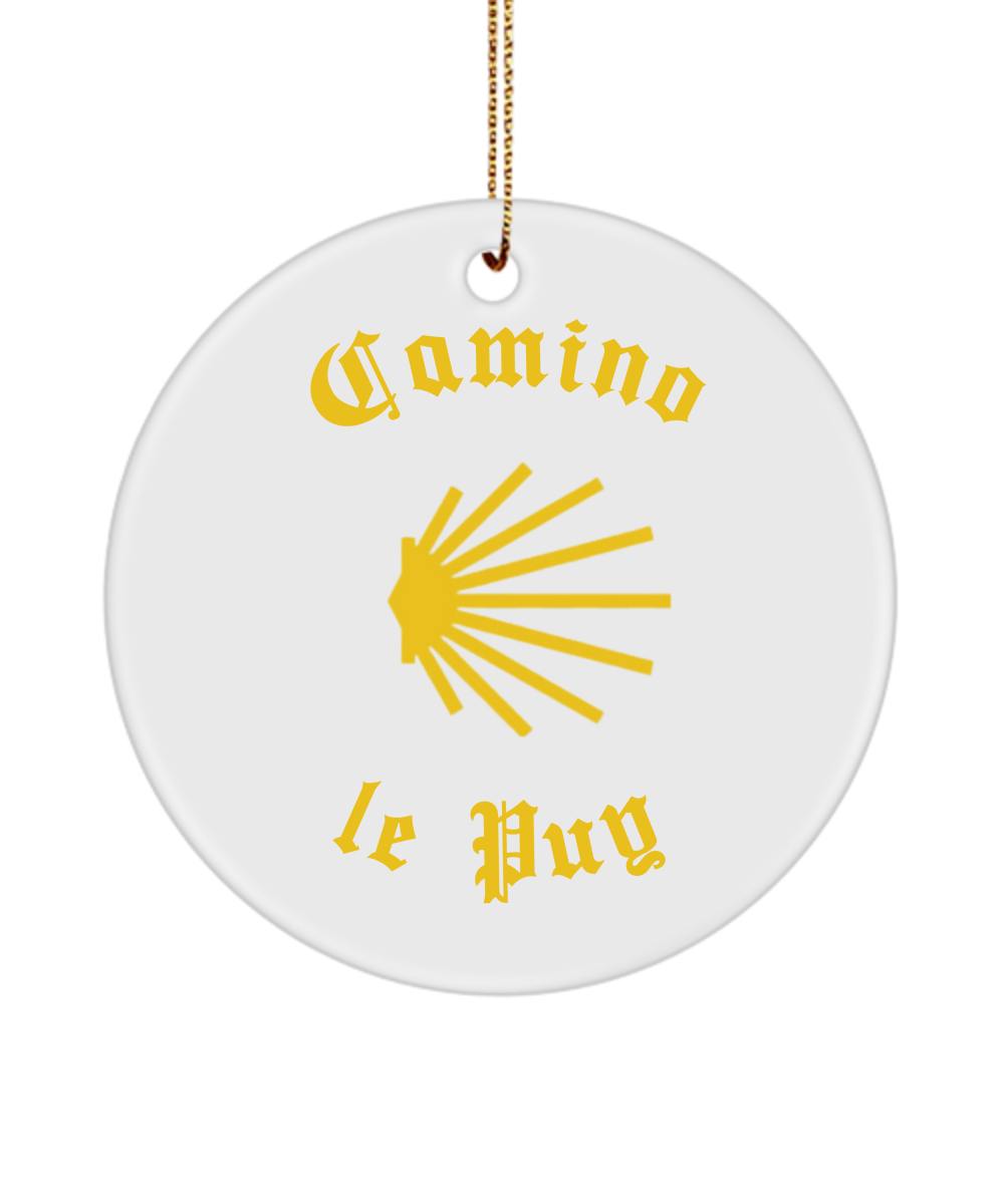 Camino de Santiago Christmas Ornament Seashell le Puy, Ceramic, 3" Round