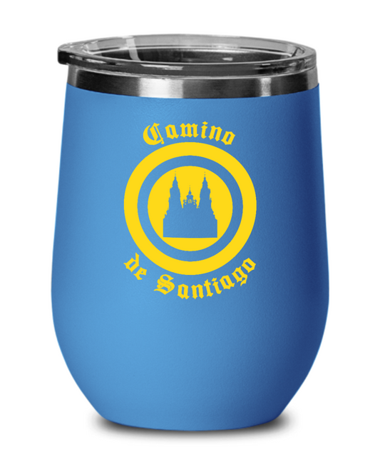 Santiago de Compostela Wine Tumbler, Gifts for Camino de Santiago, Lidded 12 oz.