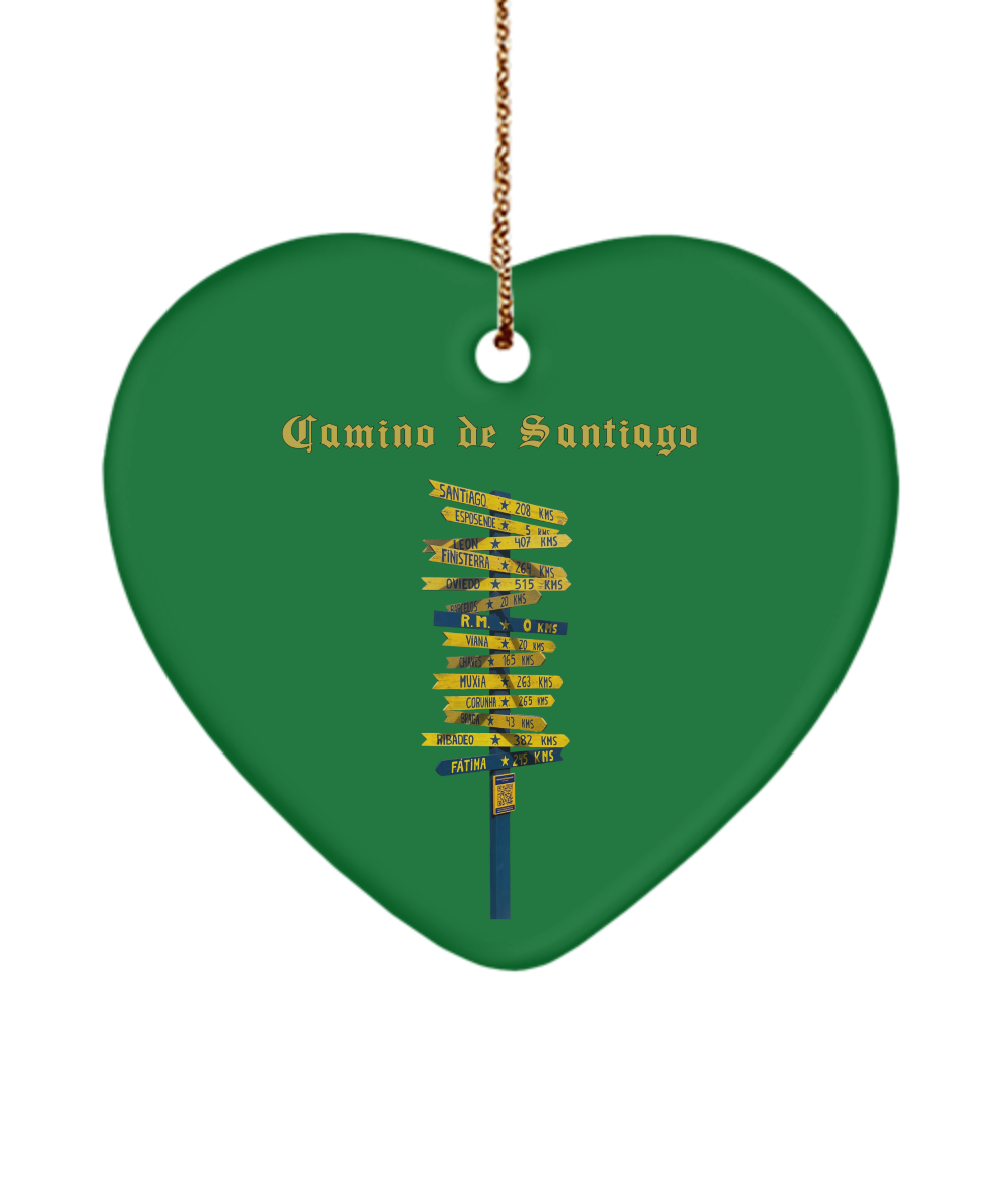 Camino de Santiago Christmas Ornament Sign Post 3" Circle  or Oval Ceramic Keepsake Signpost