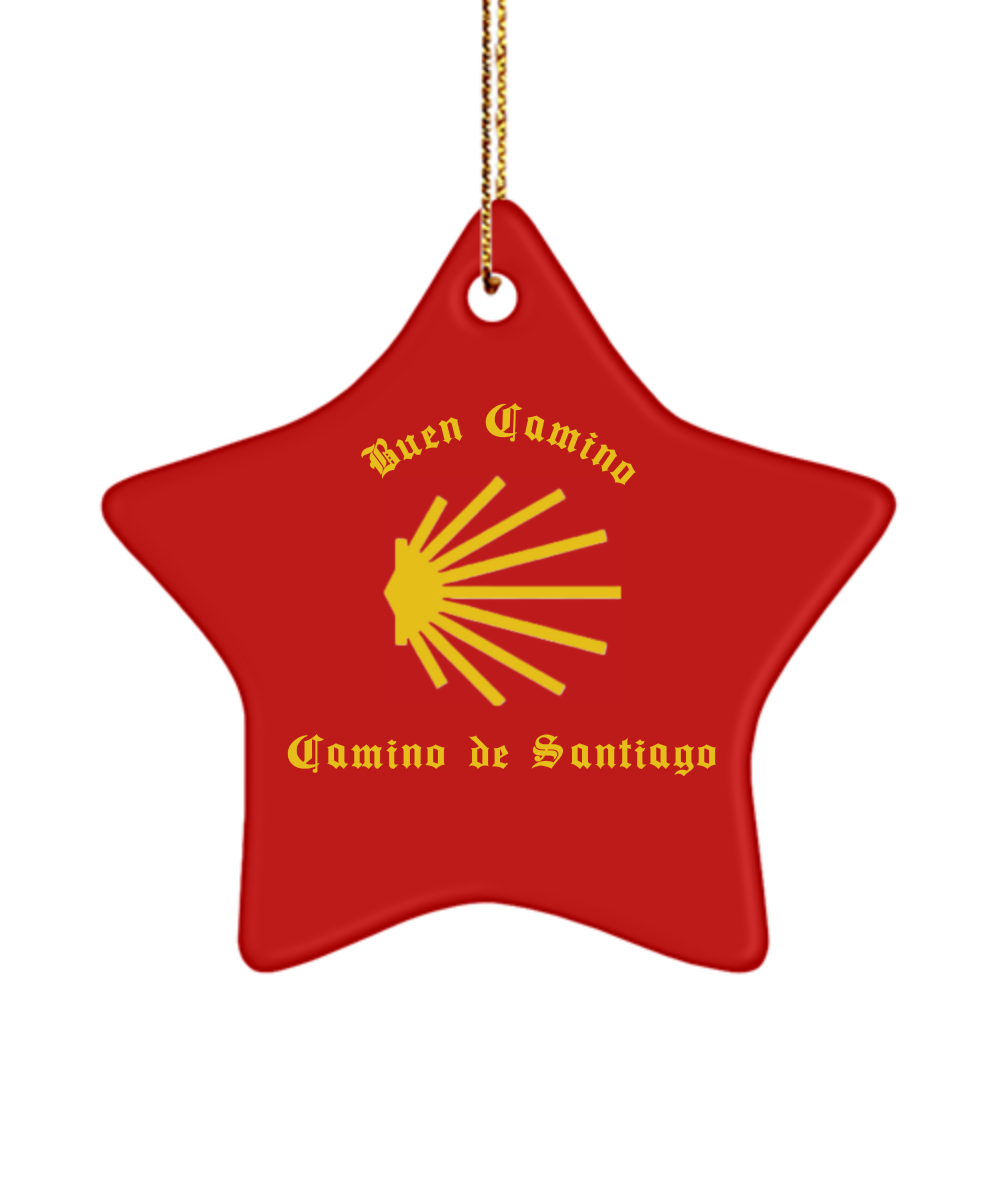 Camino de Santiago Buen Camino Christmas Ornament Red Star