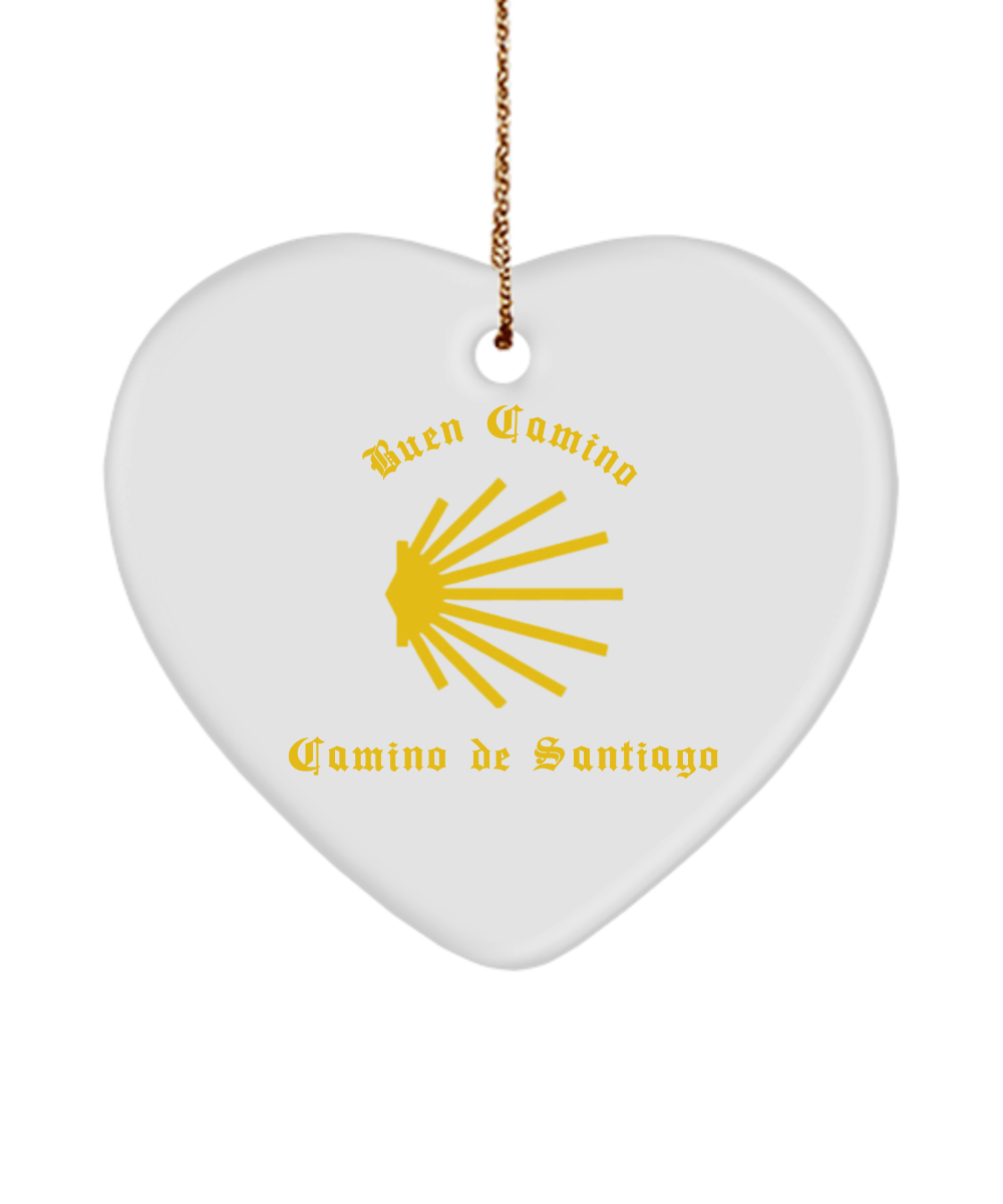 Camino de Santiago Buen Camino Christmas Ornament White Heart