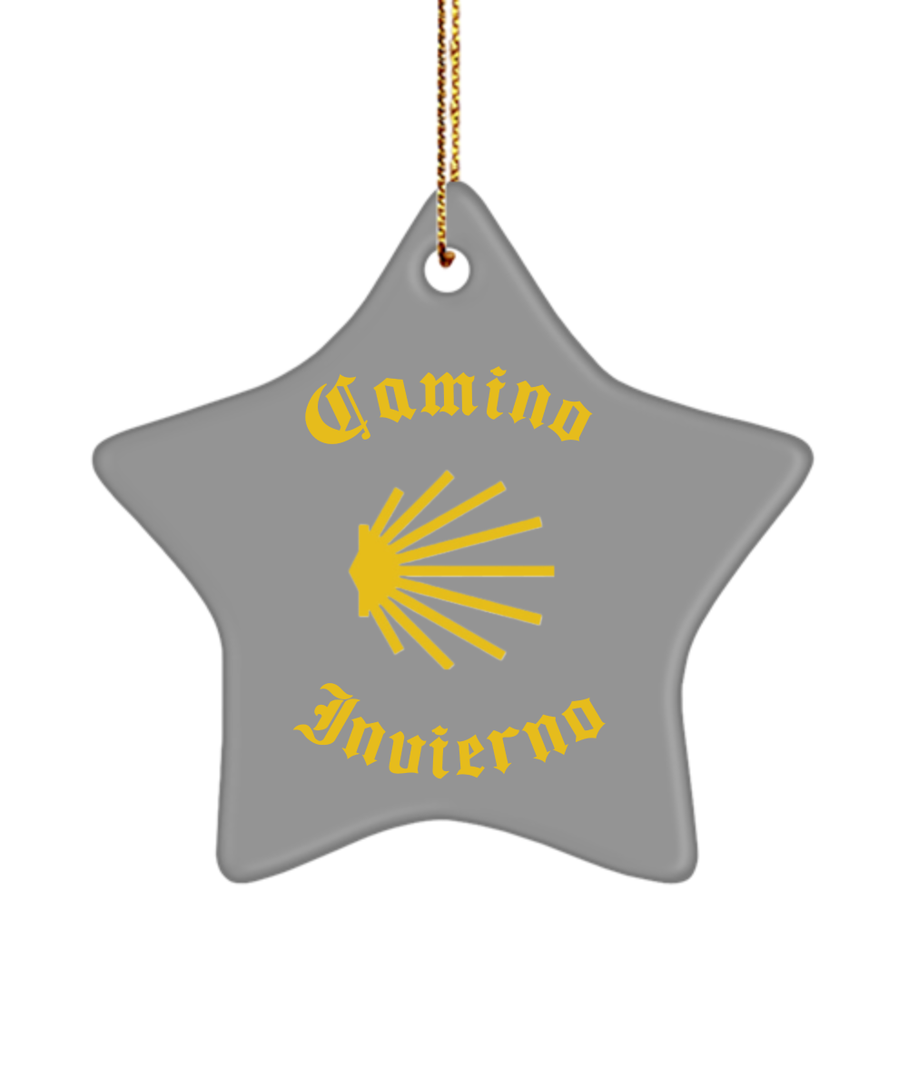 Camino de Santiago Christmas Ornament Seashell Invierno 3" Ceramic, Star, Oval, or Heart