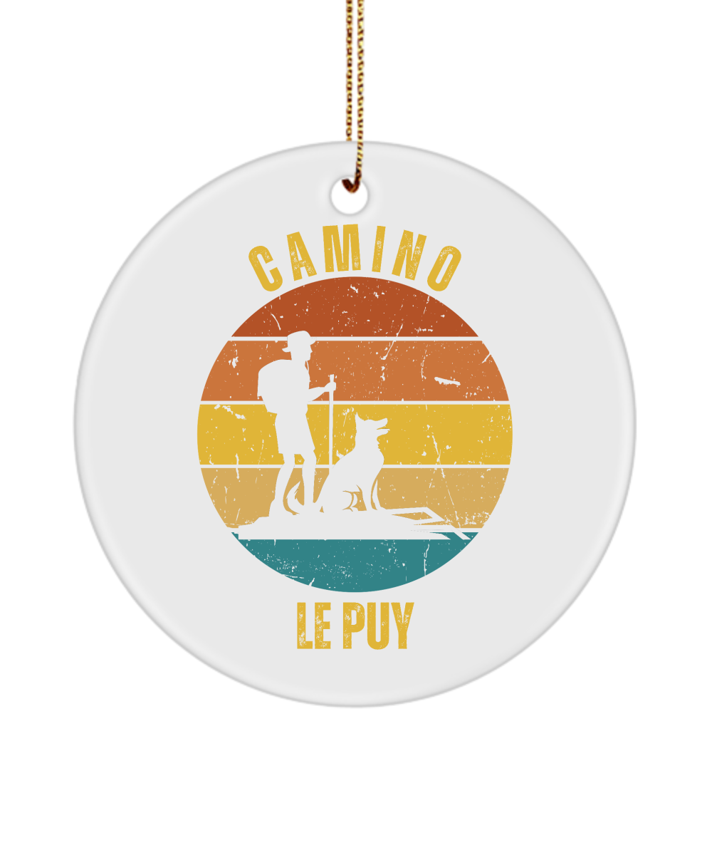 Camino de Santiago Christmas Ornament Hiker Dog le Puy