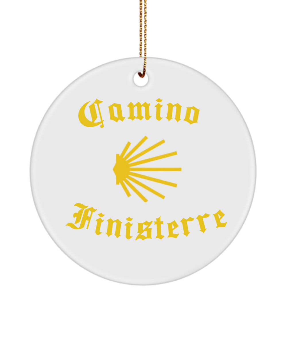 Camino de Santiago Christmas Ornament Seashell Finisterre, 3" Round Ceramic