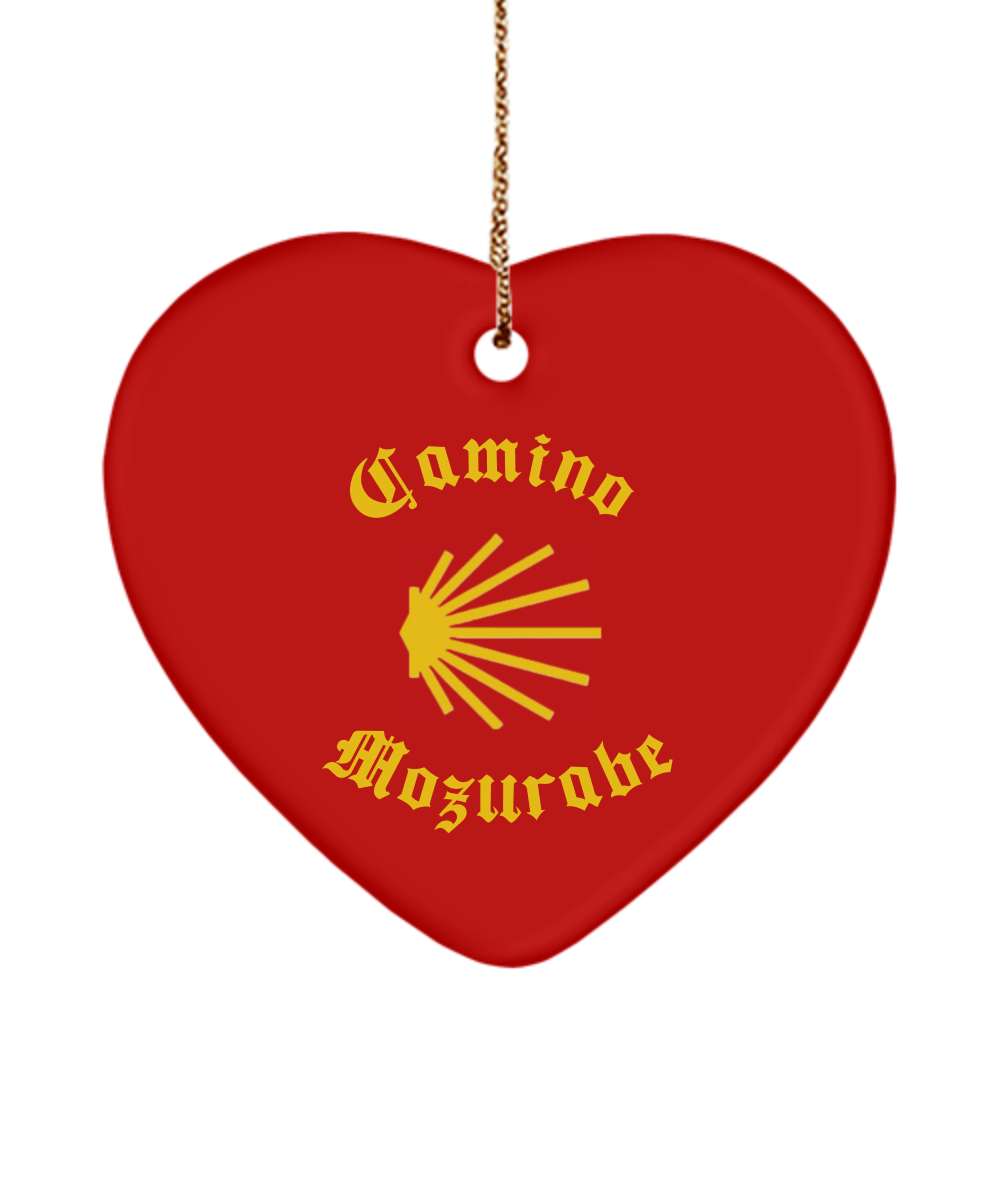 Camino de Santiago Christmas Ornament Seashell Mozarabe 3" Ceramic, Heart, Star, or Oval