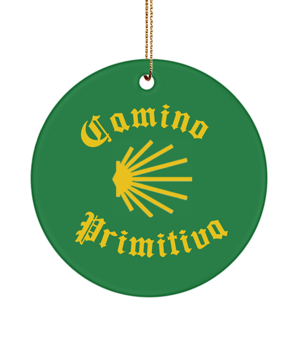 Camino de Santiago Christmas Ornament Seashell Primitiva 3" Round Ceramic